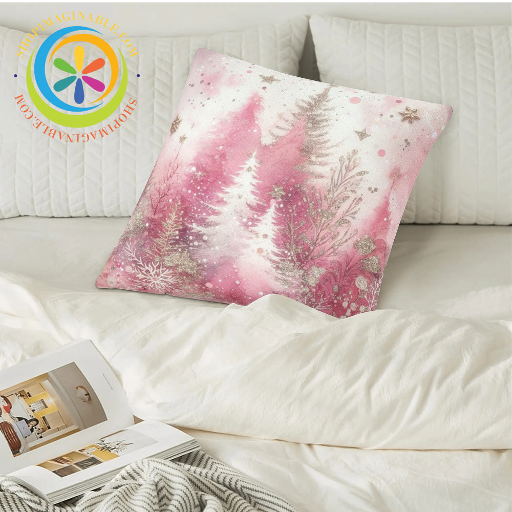 Winter Wonderland Pink Pillow Cover