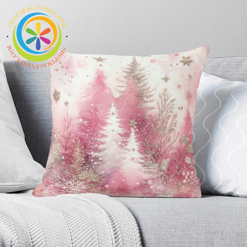 Winter Wonderland Pink Pillow Cover