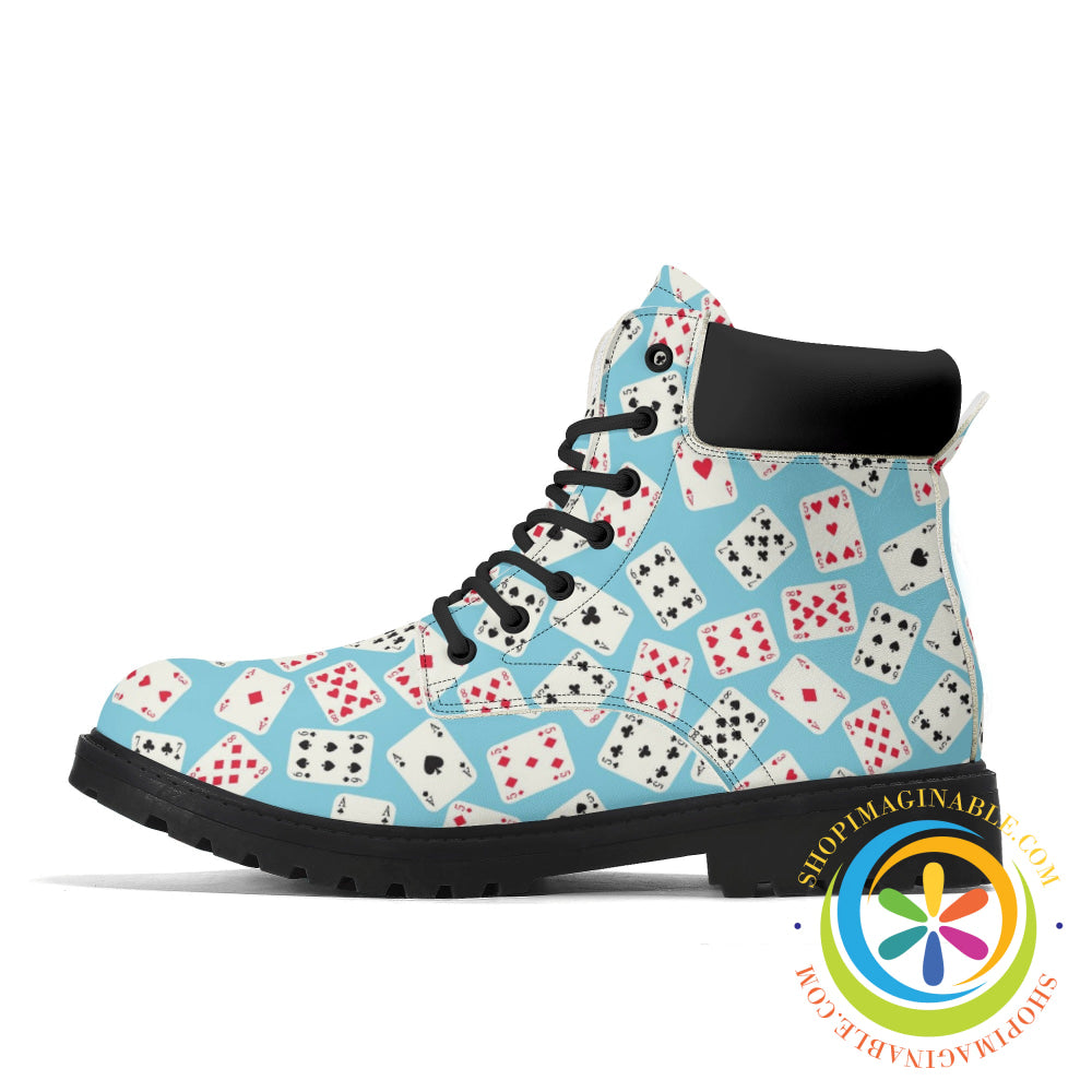 Womens Alice In Wonderland Cards Inspired Black All Season Boots