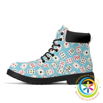 Womens Alice In Wonderland Cards Inspired Black All Season Boots