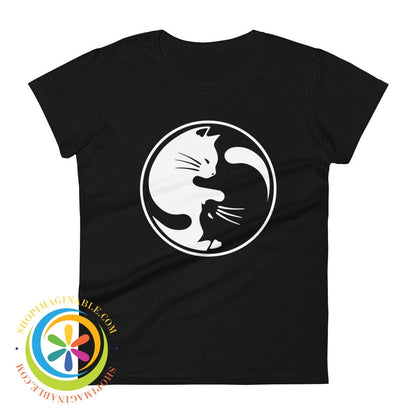 Yin Yang Cat Lovers Ladies T-Shirt Black / S T-Shirt