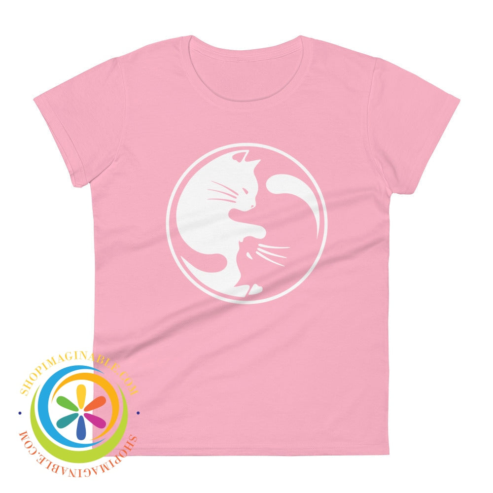 Yin Yang Cat Lovers Ladies T-Shirt Charity Pink / S T-Shirt