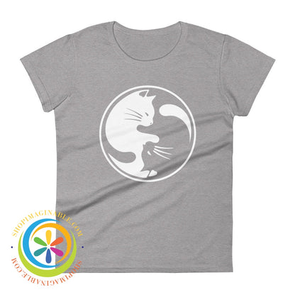 Yin Yang Cat Lovers Ladies T-Shirt Heather Grey / S T-Shirt