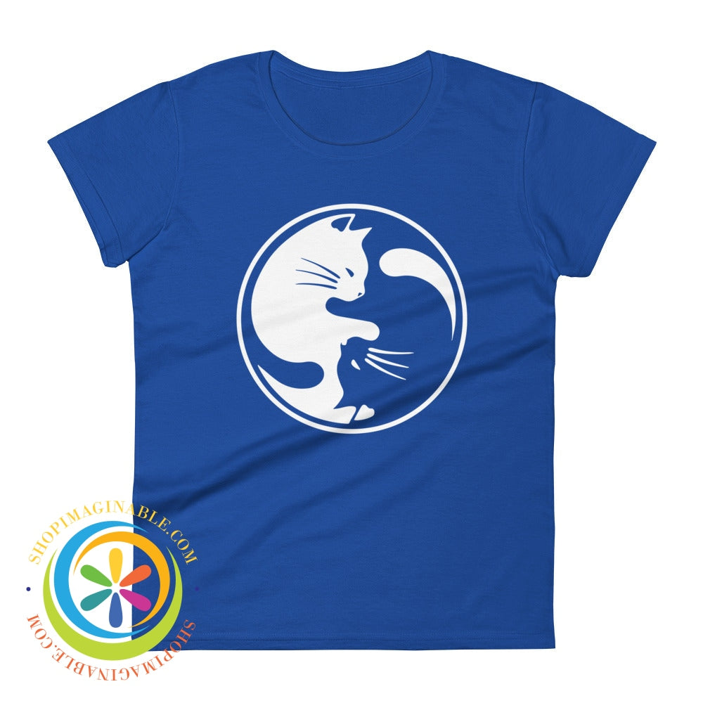 Yin Yang Cat Lovers Ladies T-Shirt Royal Blue / S T-Shirt
