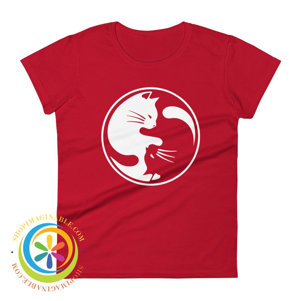 Yin Yang Cat Lovers Ladies T-Shirt True Red / S T-Shirt
