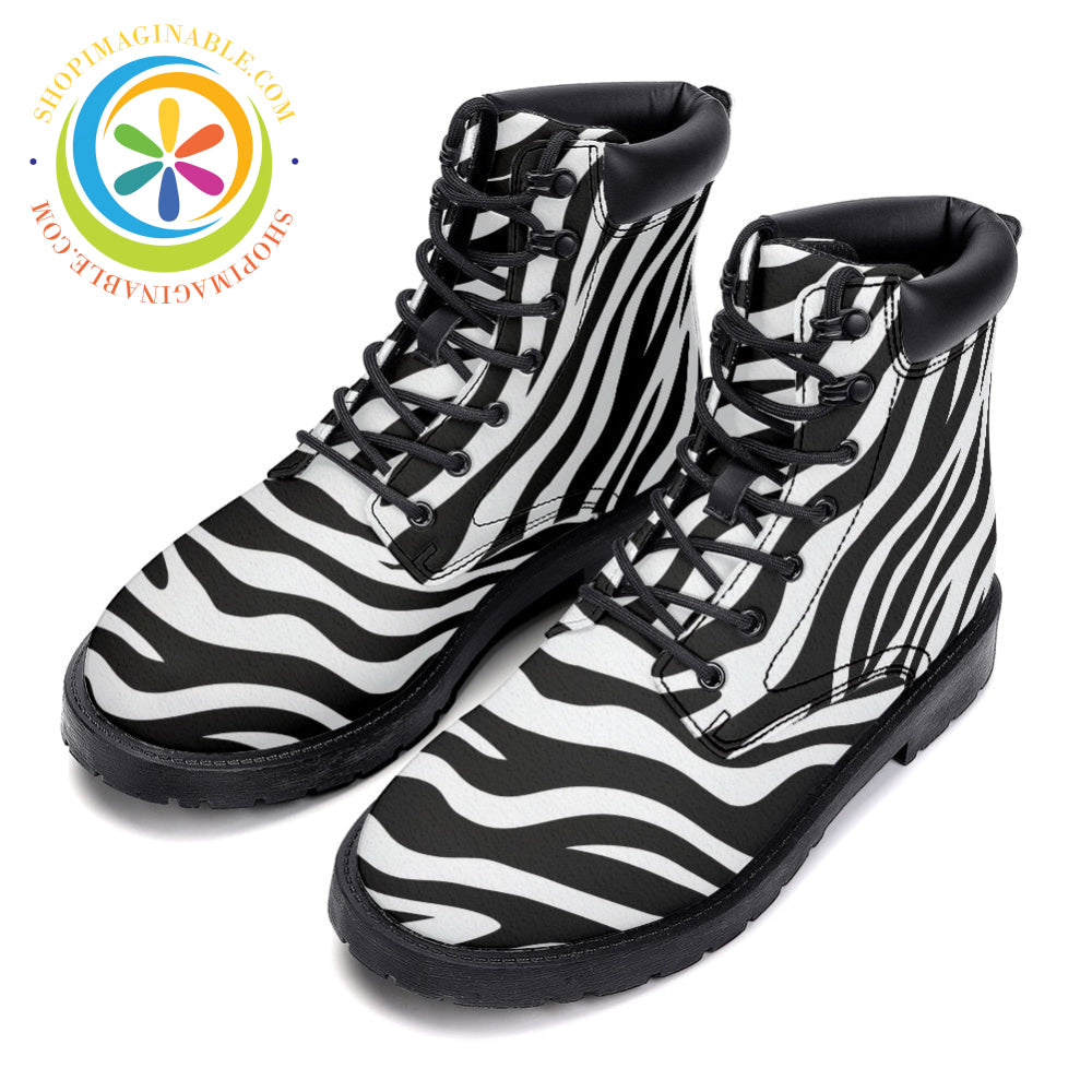 Zebra Print - Leather Martin Boots