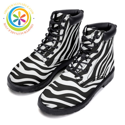Zebra Print - Leather Martin Boots