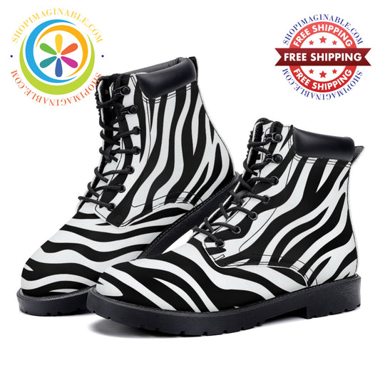 Zebra Print - Leather Martin Boots white / 36