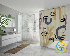 Abstract Face Art Oxford Shower Curtain Home Goods