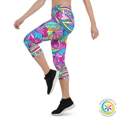 Adult Coloring Doodle Capri Leggings-ShopImaginable.com