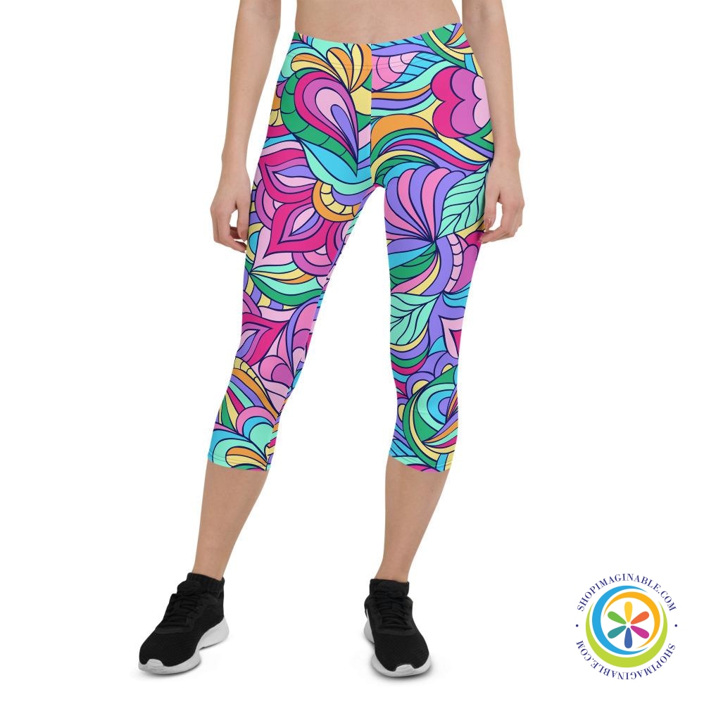 Adult Coloring Doodle Capri Leggings-ShopImaginable.com