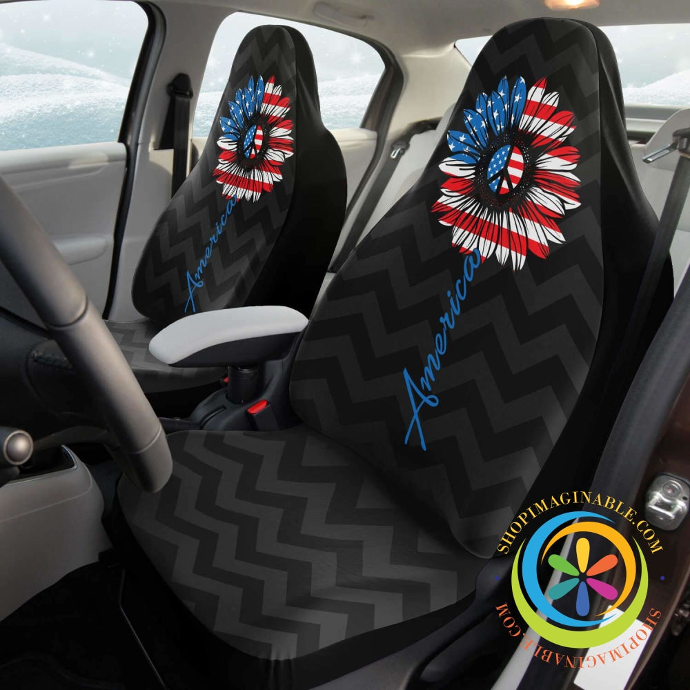 America Peace Flower Car Seat Covers-ShopImaginable.com