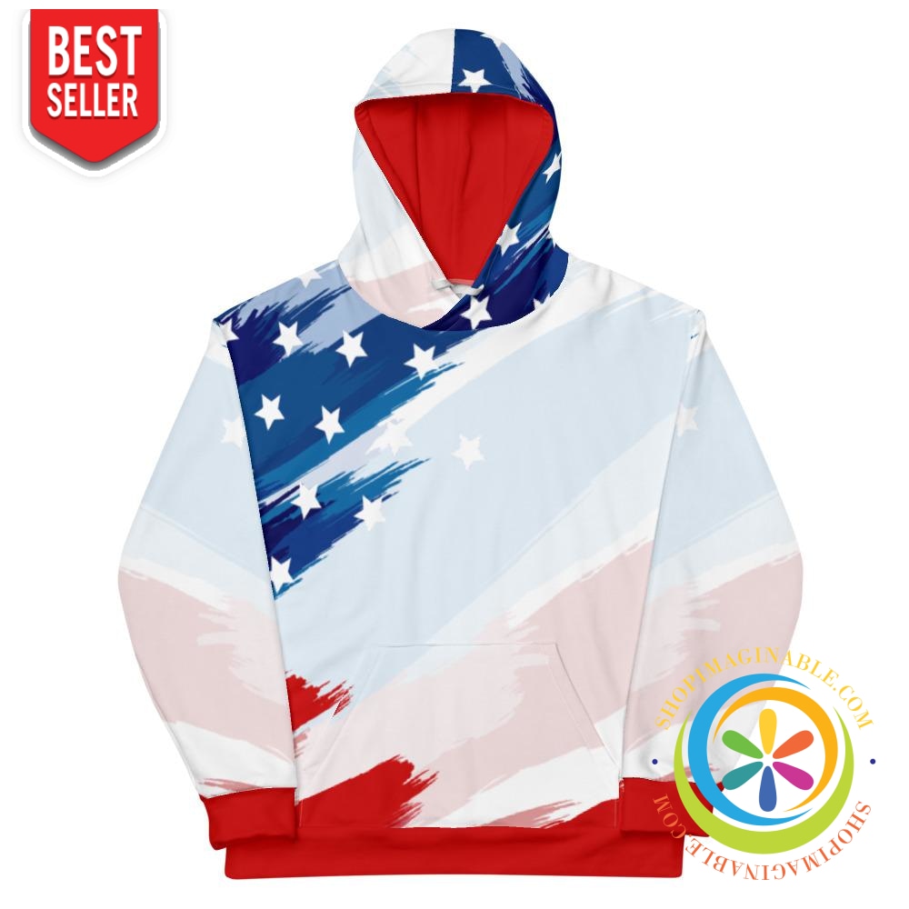 America Red White & Blue Unisex Hoodie-ShopImaginable.com