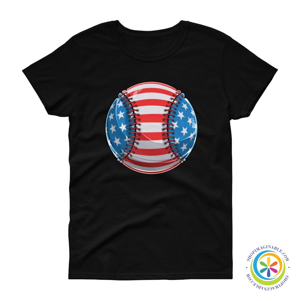 American Baseball Flag Ladies T-Shirt-ShopImaginable.com