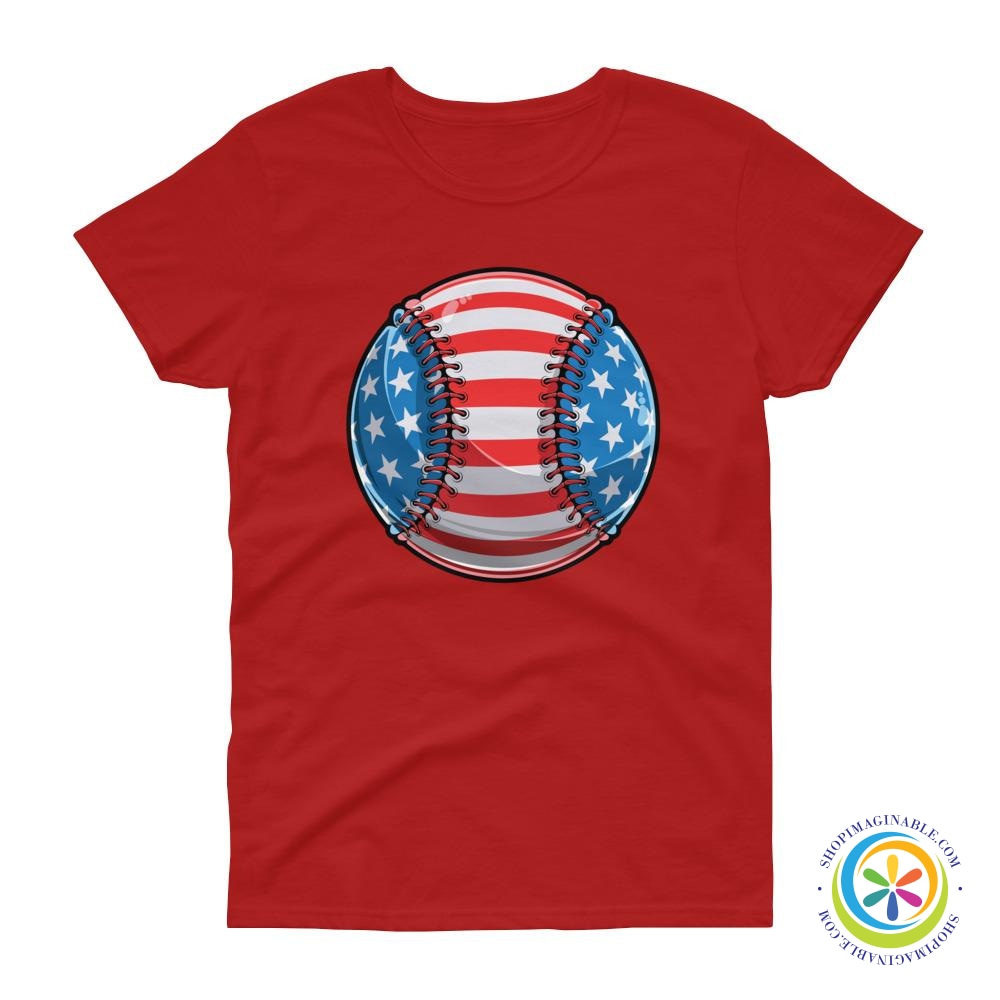 American Baseball Flag Ladies T-Shirt-ShopImaginable.com