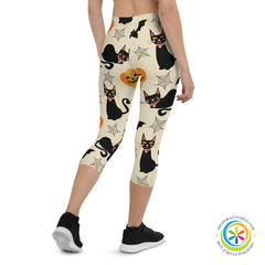 Black Cats Pumpkins & Bats Capri Cropped Leggings-ShopImaginable.com