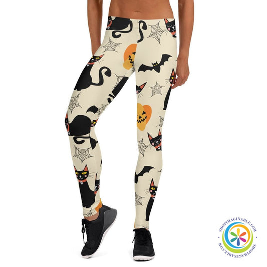 Black Cats Pumpkins & Bats Full Length Leggings-ShopImaginable.com