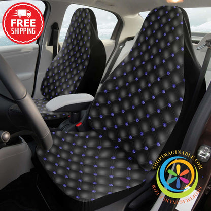 Black Jeweled Quilt Like Car Seat Covers Cover - Aop