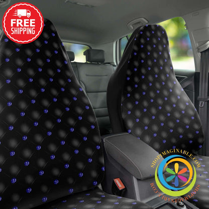 Black Jeweled Quilt Like Car Seat Covers Cover - Aop