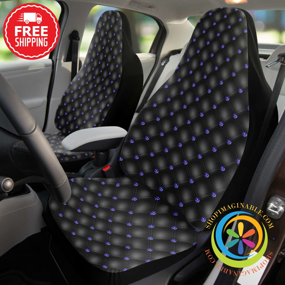 Black Jeweled Quilt Like Car Seat Covers One Size Cover - Aop