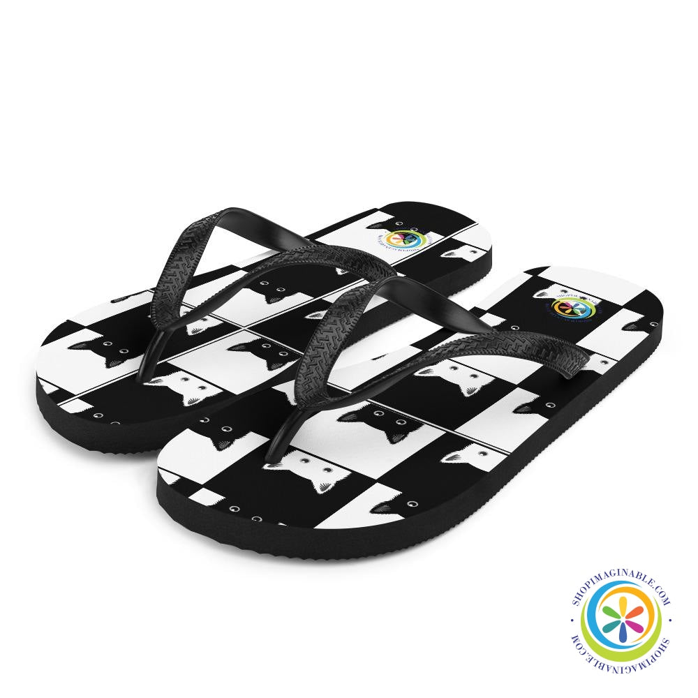 Black & White Cat Lover Flip-Flops-ShopImaginable.com