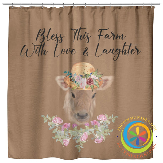 Bless This Farm Floral Cow Oxford Shower Curtain Home Goods
