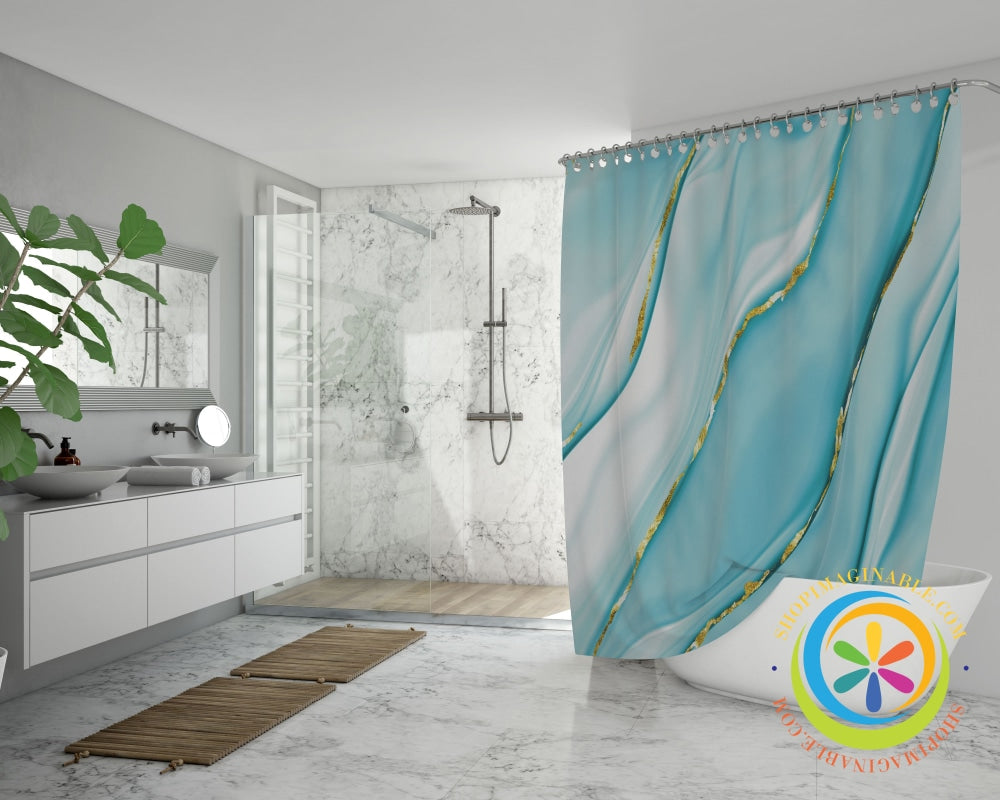 Blue Marble Oxford Shower Curtain Home Goods