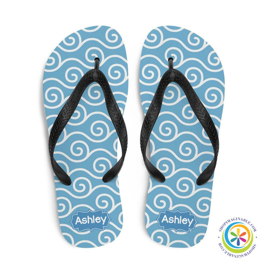 Blue Wave Personalized Flip-Flops-ShopImaginable.com