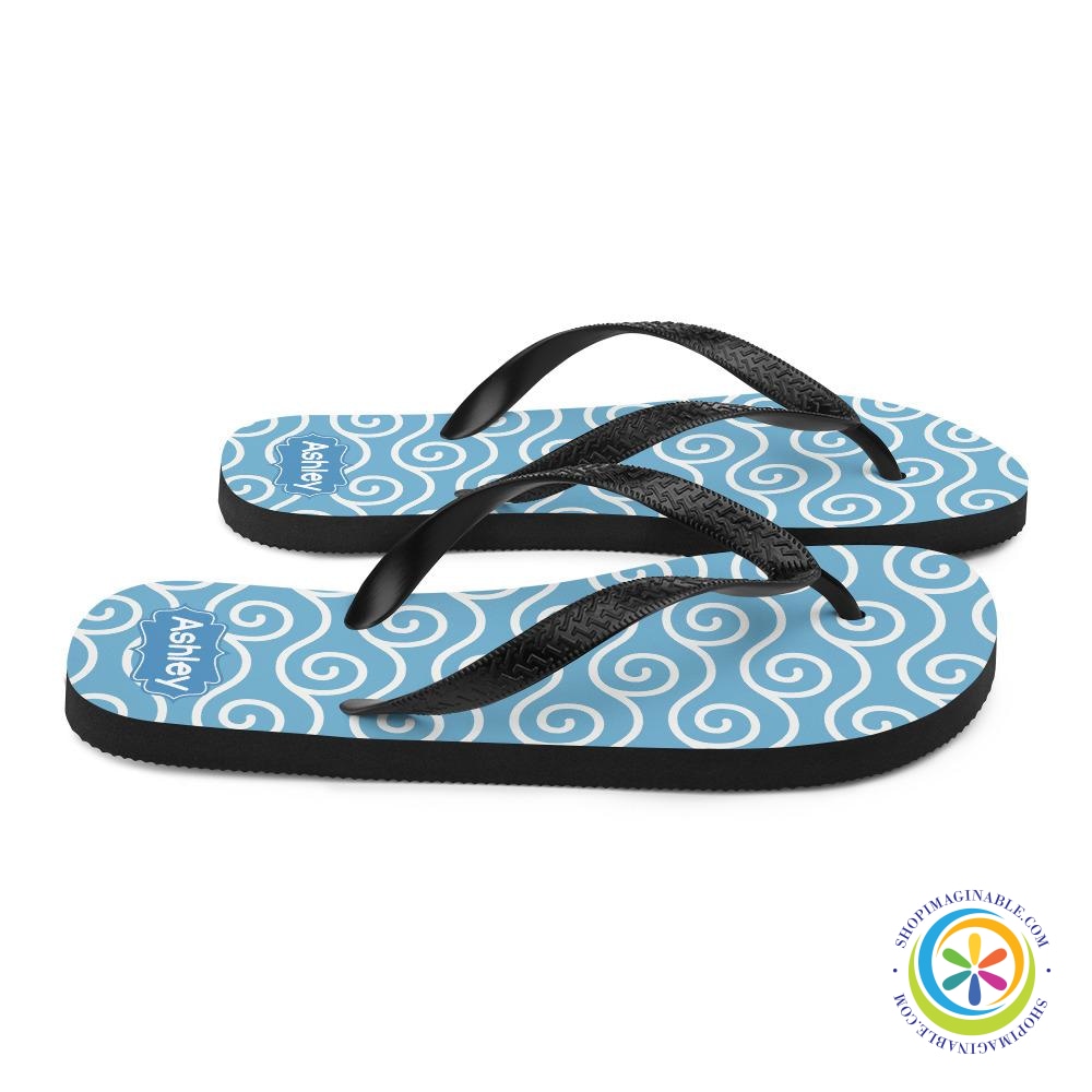 Blue Wave Personalized Flip-Flops-ShopImaginable.com