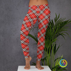 Bold Red Plaid Tartan Leggings-ShopImaginable.com