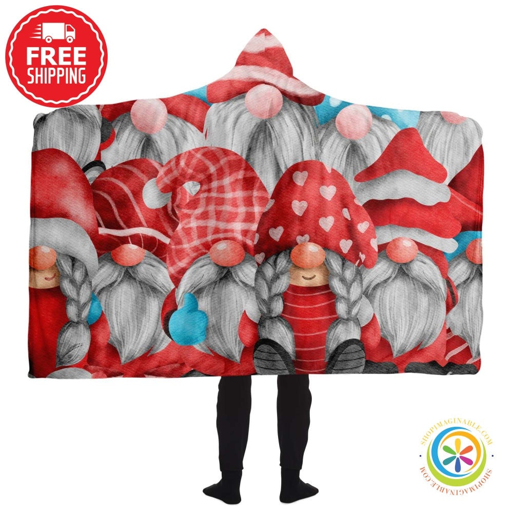 Christmas Festive Gnomes Hooded Blanket - Aop