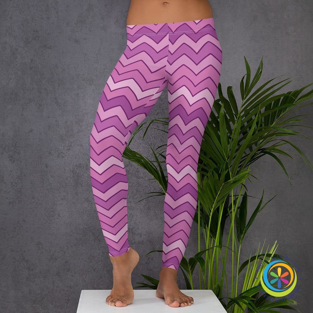 Classic Playful Purple Chevron Leggings-ShopImaginable.com