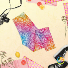 Colorful Flowered Patterned Capri Leggings-ShopImaginable.com