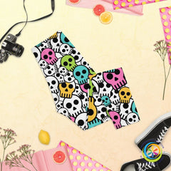 Colorful Simple Skulls Playful Capri Leggings-ShopImaginable.com