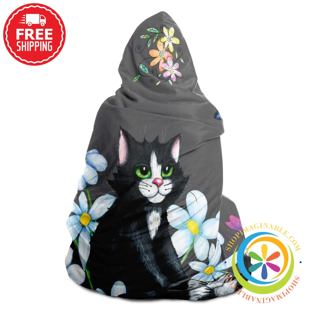 Contented Kitty Hooded Blanket - Aop