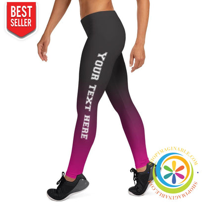 Custom Text Ombre Leggings-ShopImaginable.com