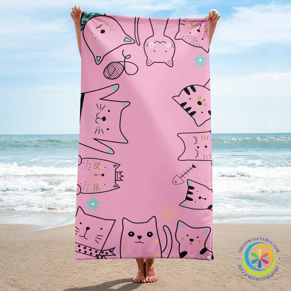 Cute Cats Beach / Bath Towel-ShopImaginable.com