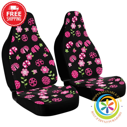 Cute Ladybugs Pair Car Seat Covers One Size Cover - Aop