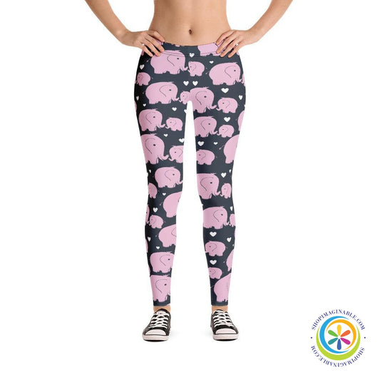 Cute Mom & Baby Elephant Love Leggings-ShopImaginable.com