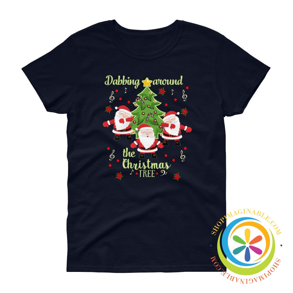 Dabbing Around The Christmas Tree Holiday Ladies T-Shirt-ShopImaginable.com