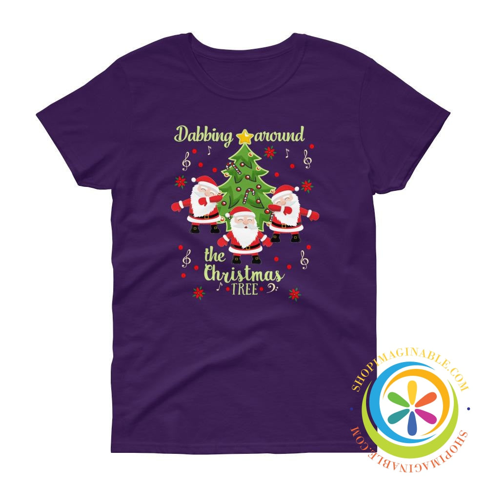 Dabbing Around The Christmas Tree Holiday Ladies T-Shirt-ShopImaginable.com