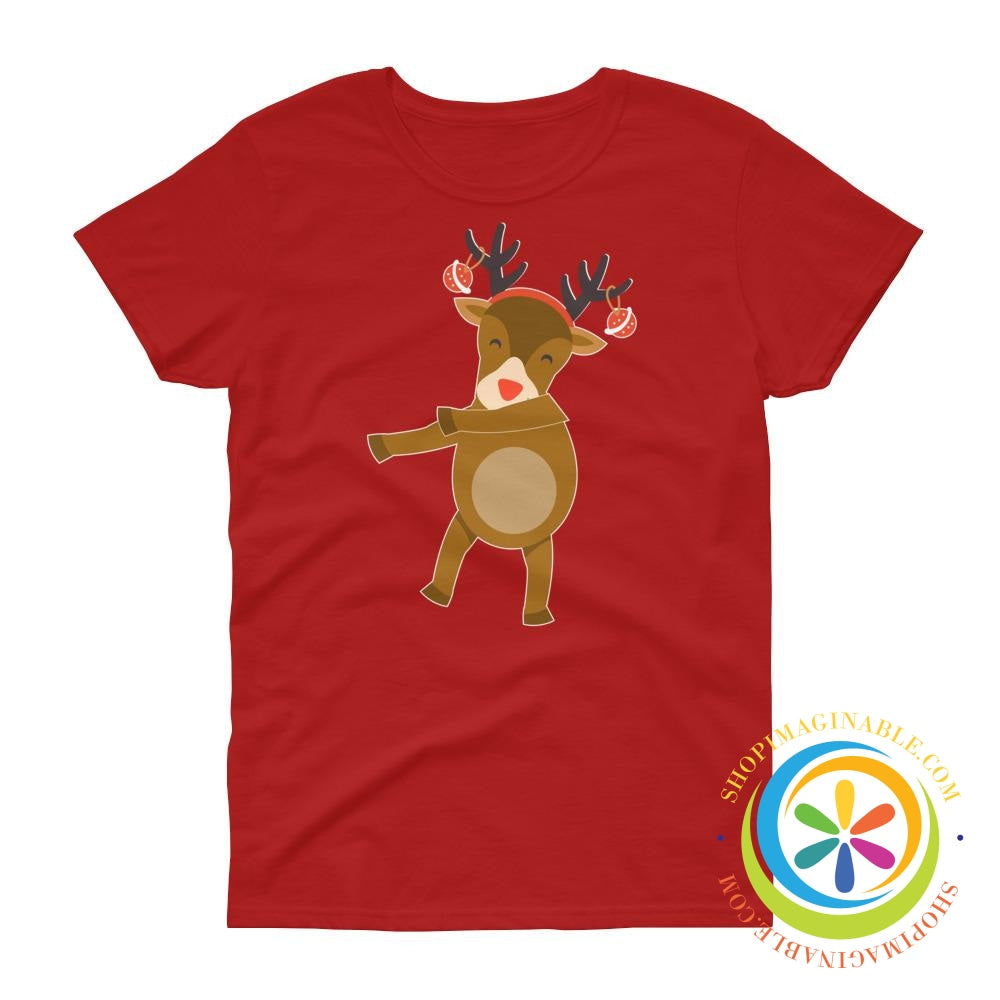 Dabbing Rudolph Festive Holiday Ladies T-Shirt-ShopImaginable.com