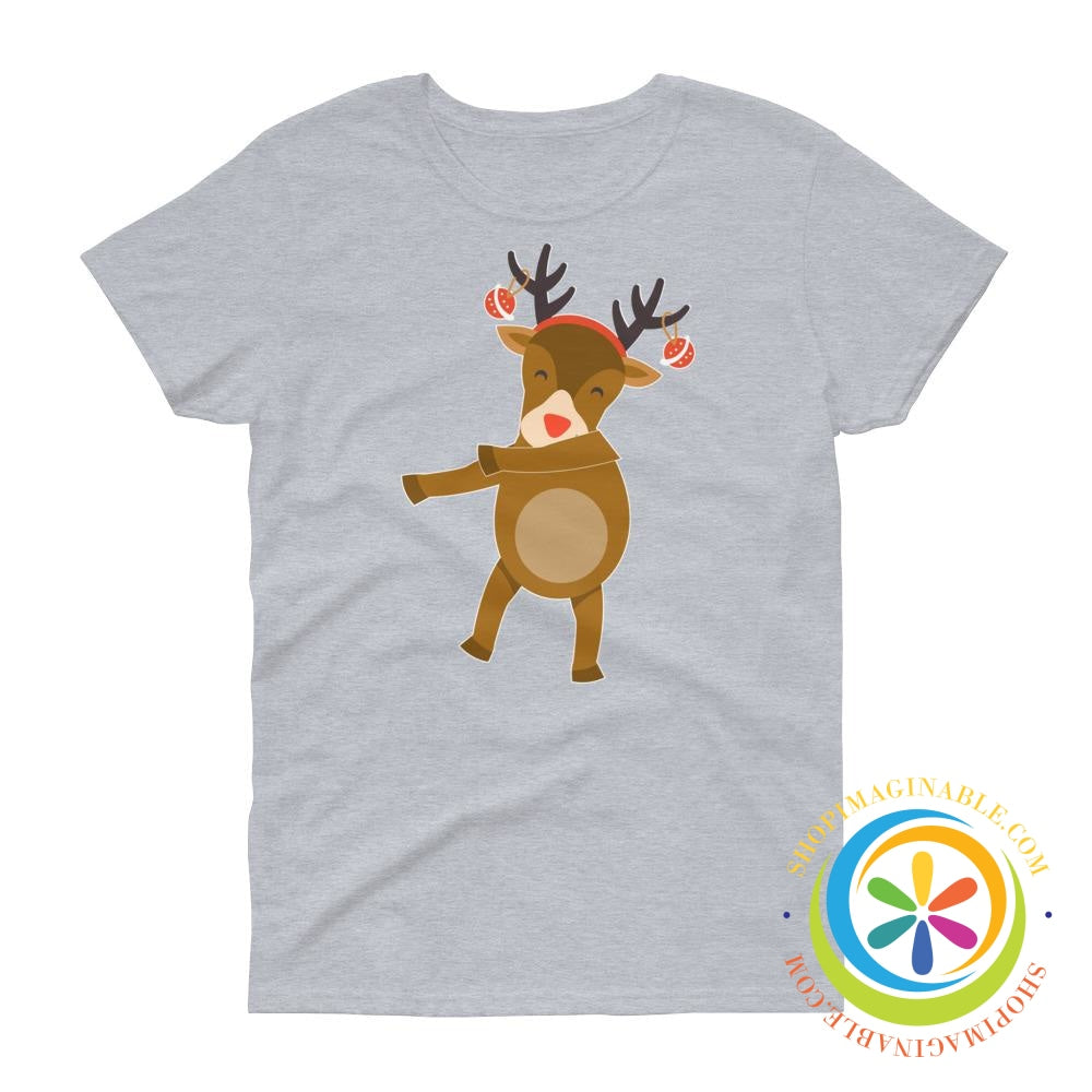 Dabbing Rudolph Festive Holiday Ladies T-Shirt-ShopImaginable.com