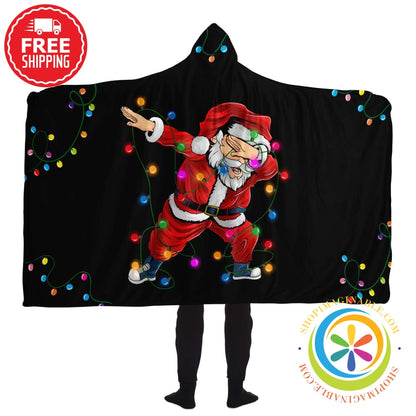 Dabbing Santa Hooded Blanket Adult / Premium Sherpa - Aop