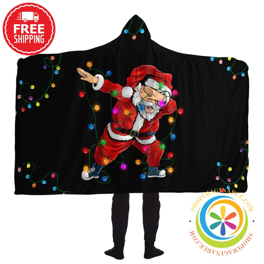 Dabbing Santa Hooded Blanket Adult / Premium Sherpa - Aop