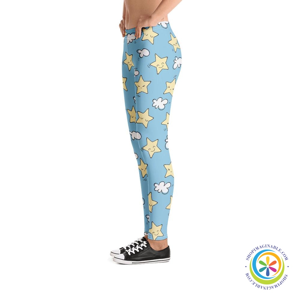 Dreamy Cloud & Stars Leggings-ShopImaginable.com