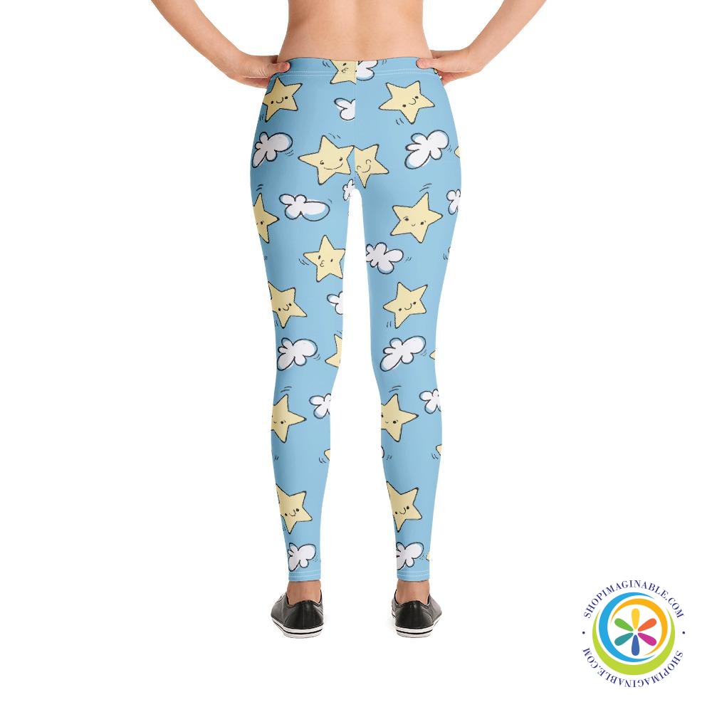 Dreamy Cloud & Stars Leggings-ShopImaginable.com