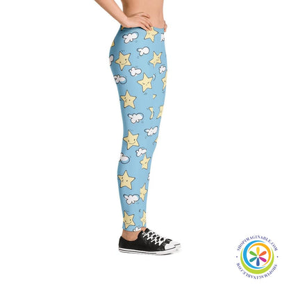 Dreamy Cloud & Stars Leggings-ShopImaginable.com