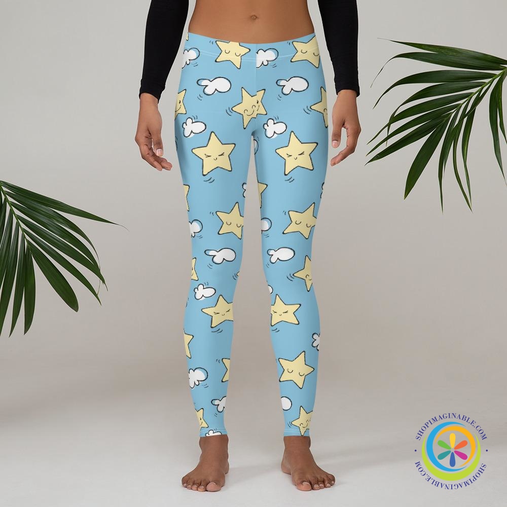 Dreamy Cloud & Stars Leggings-ShopImaginable.com