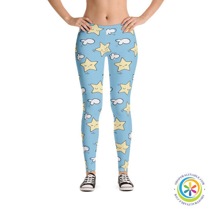 Dreamy Cloud & Stars Leggings-ShopImaginable.com